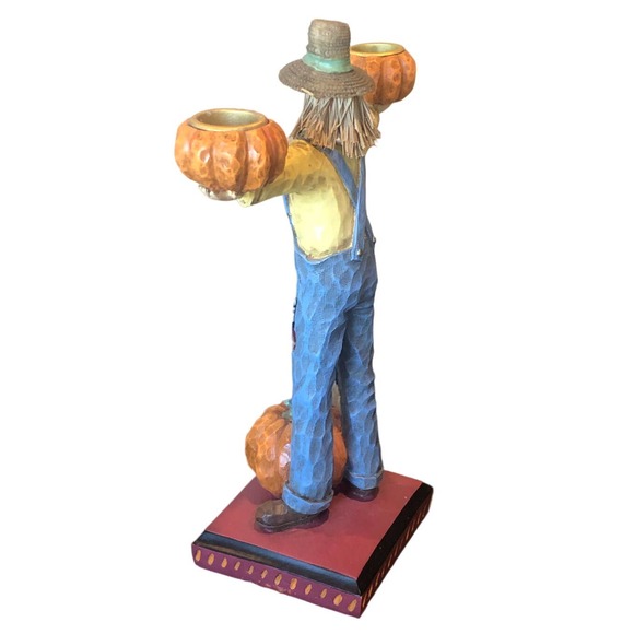 Halloween Fall‎ Thanksgiving Creepy Hollow Midwest wood Scarecrow Candle Holders - Picture 9 of 13
